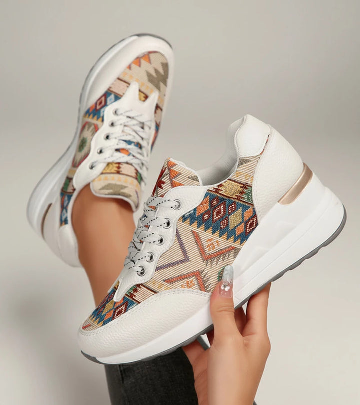 Znaya - Boho Geometric Lace Up Sneakers