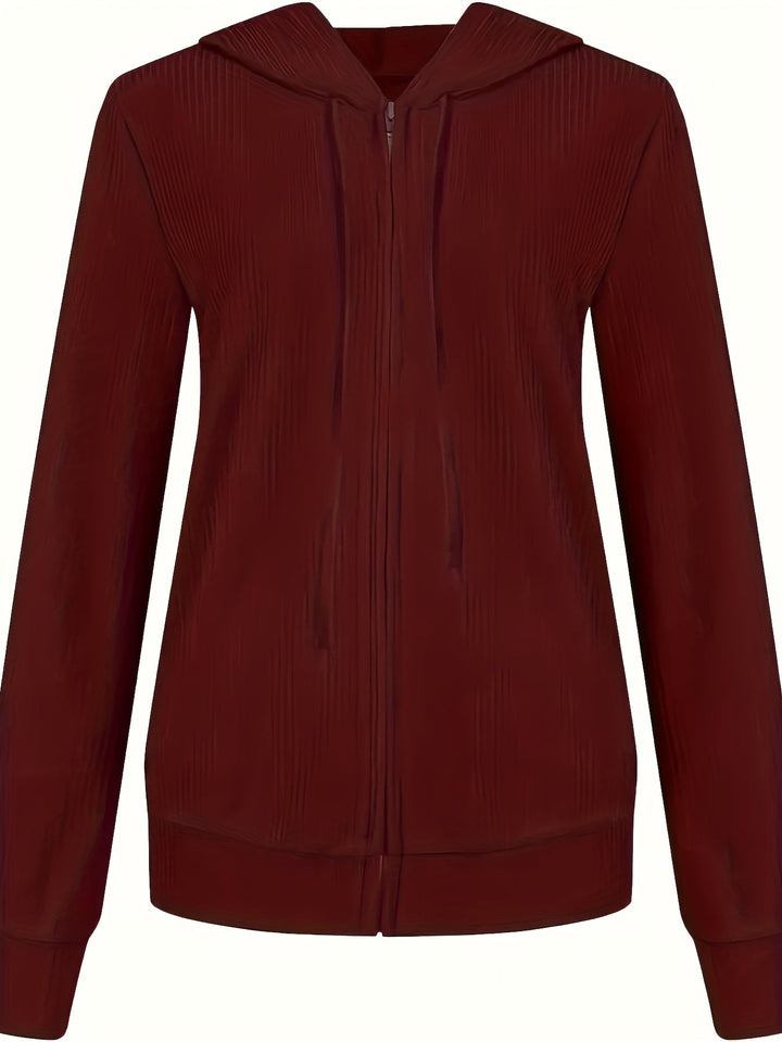 Moira - Long Sleeve Zip Up Drawstring Hoodies