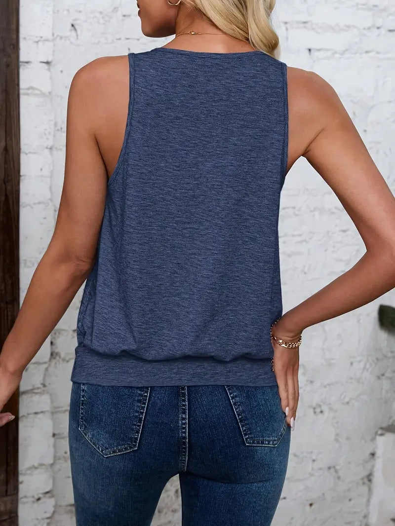 Afroditi - Casual V-Neck Knit Tank Top
