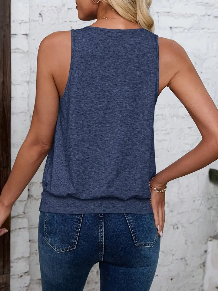 Afroditi - Casual V-Neck Knit Tank Top