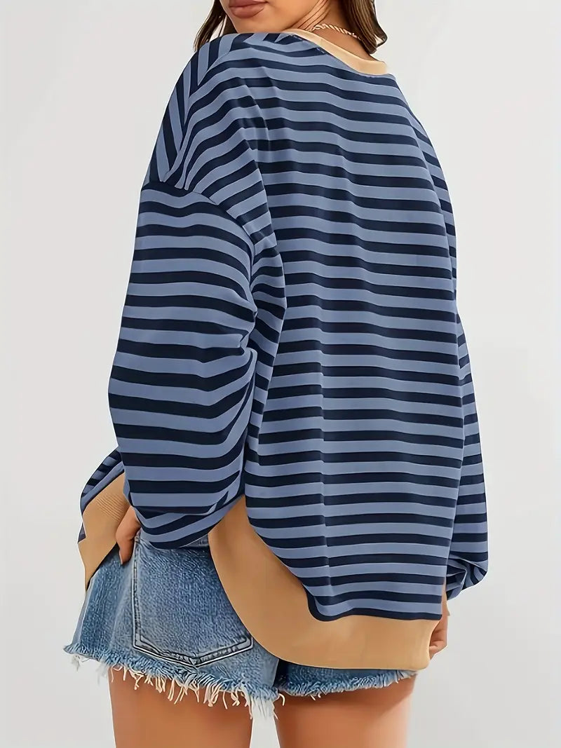 Nirina - Long Sleeve Striped Print Shirt