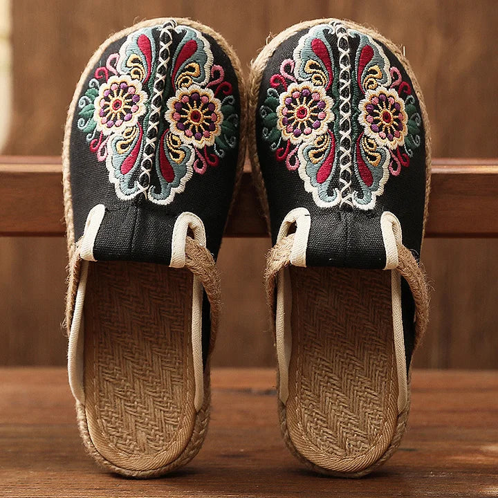 Katy - Handcrafted Cotton Floral Mules
