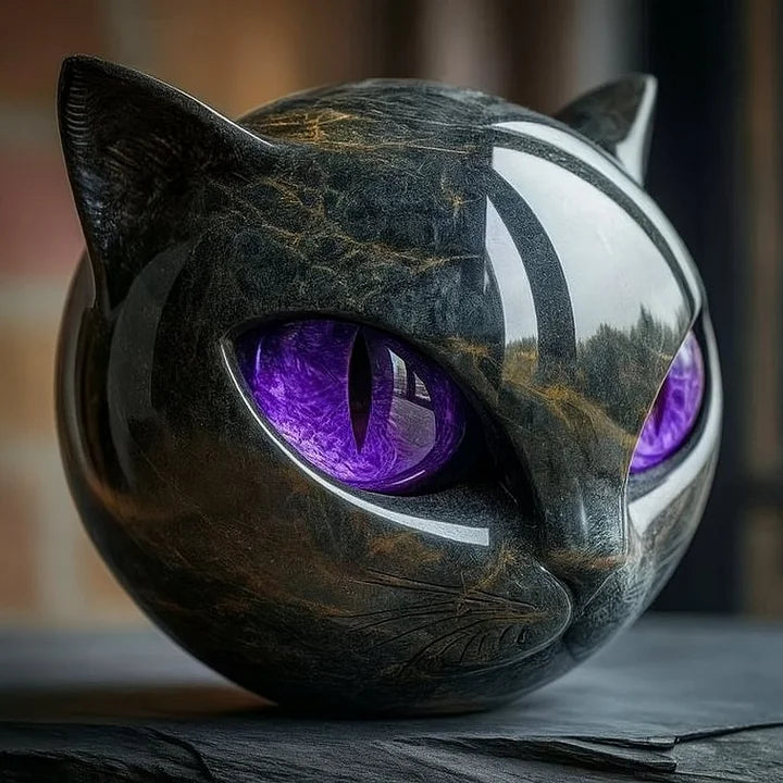 NyxCharm - Mystic Black Cat Head Sculpture