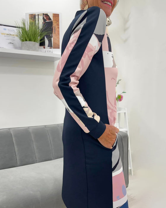 Lexiana - Abstract Print Midi Dress With Zipper