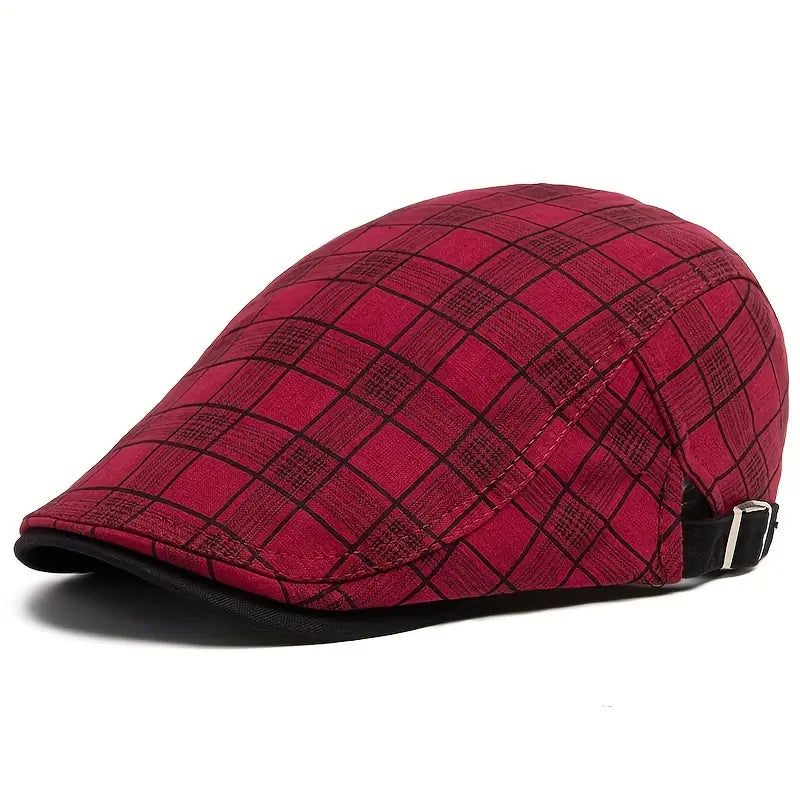 Zared - Adjustable Vintage Plaid Beret Cap