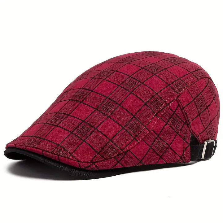 Zared - Adjustable Vintage Plaid Beret Cap