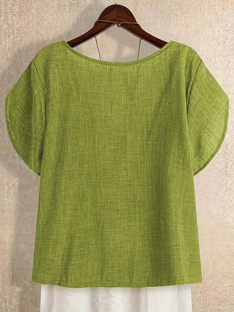 Milany - Casual Asymmetrical Neckline Blouse