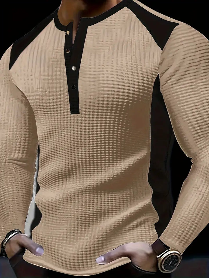 Kyran - Waffle Long Sleeve Henley Shirt