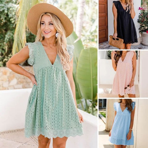 Eduarda - Pocket And V-Neck Dress