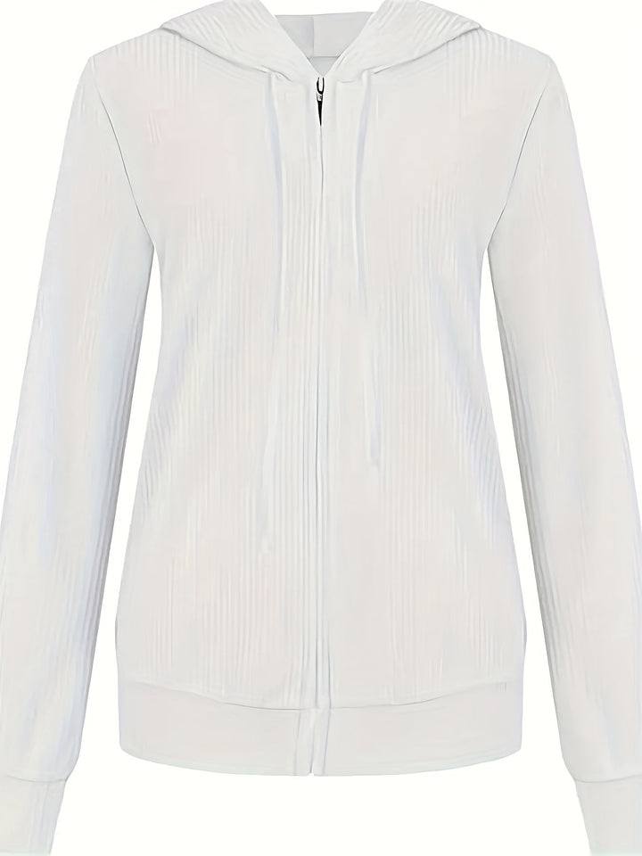 Moira - Long Sleeve Zip Up Drawstring Hoodies