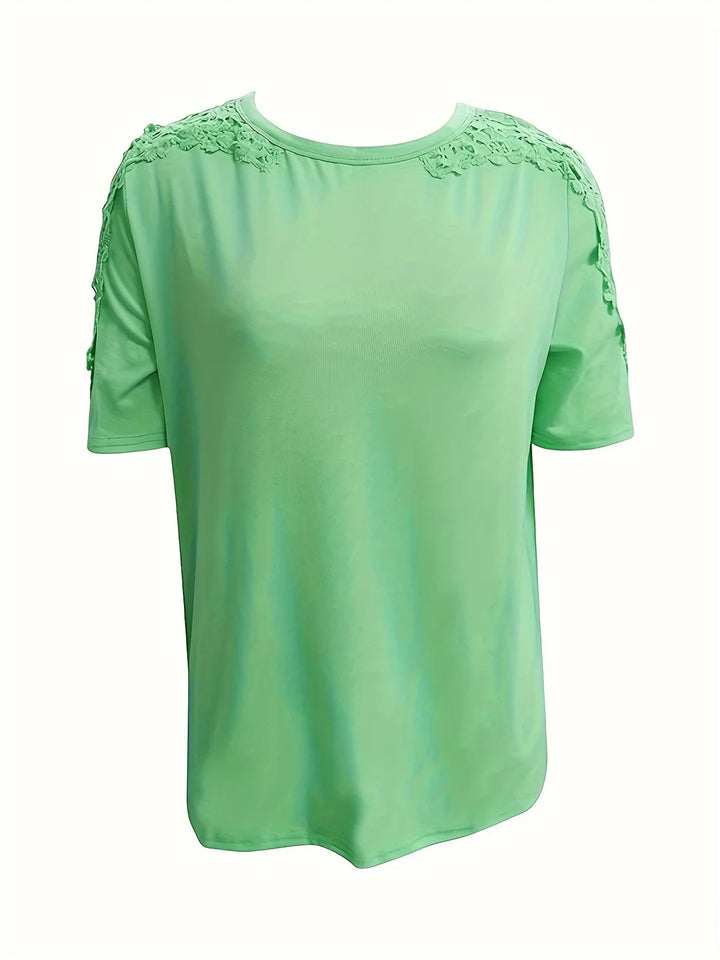 Ancuta - Elegant Summer Short Sleeve T Shirt With Lace