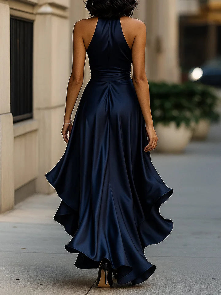 Sharipova - Elegant Satin Strapless Ruffle Dress
