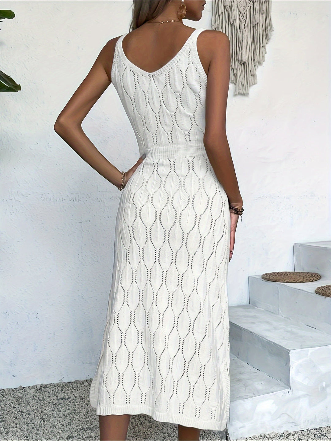 Luciana - Sleeveless Long Knitted Dress With A Coat Style