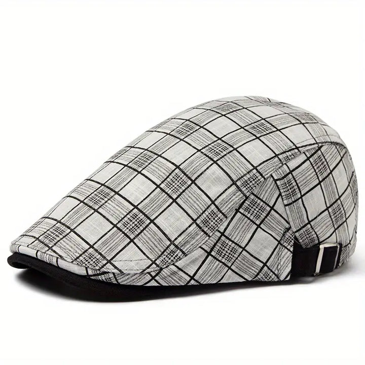 Zared - Adjustable Vintage Plaid Beret Cap