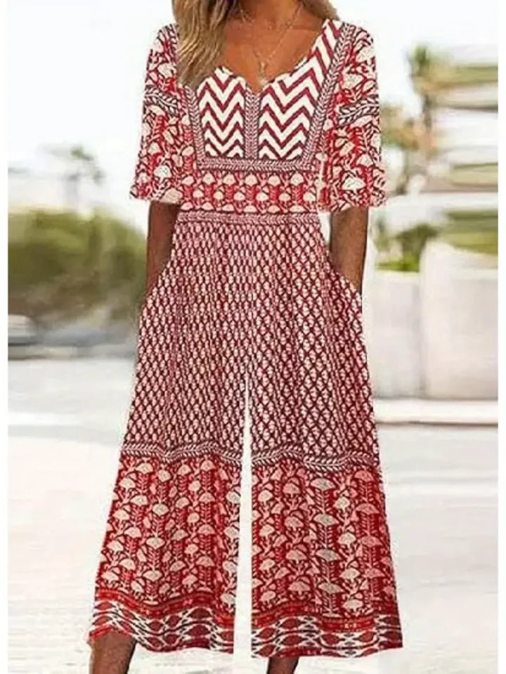 Nerina - Vintage Boho Jumpsuit With Floral Print