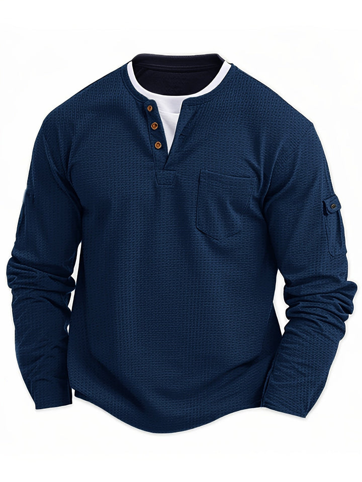 Wladimir - Long Sleeve Polo Shirt With Button And Pocket