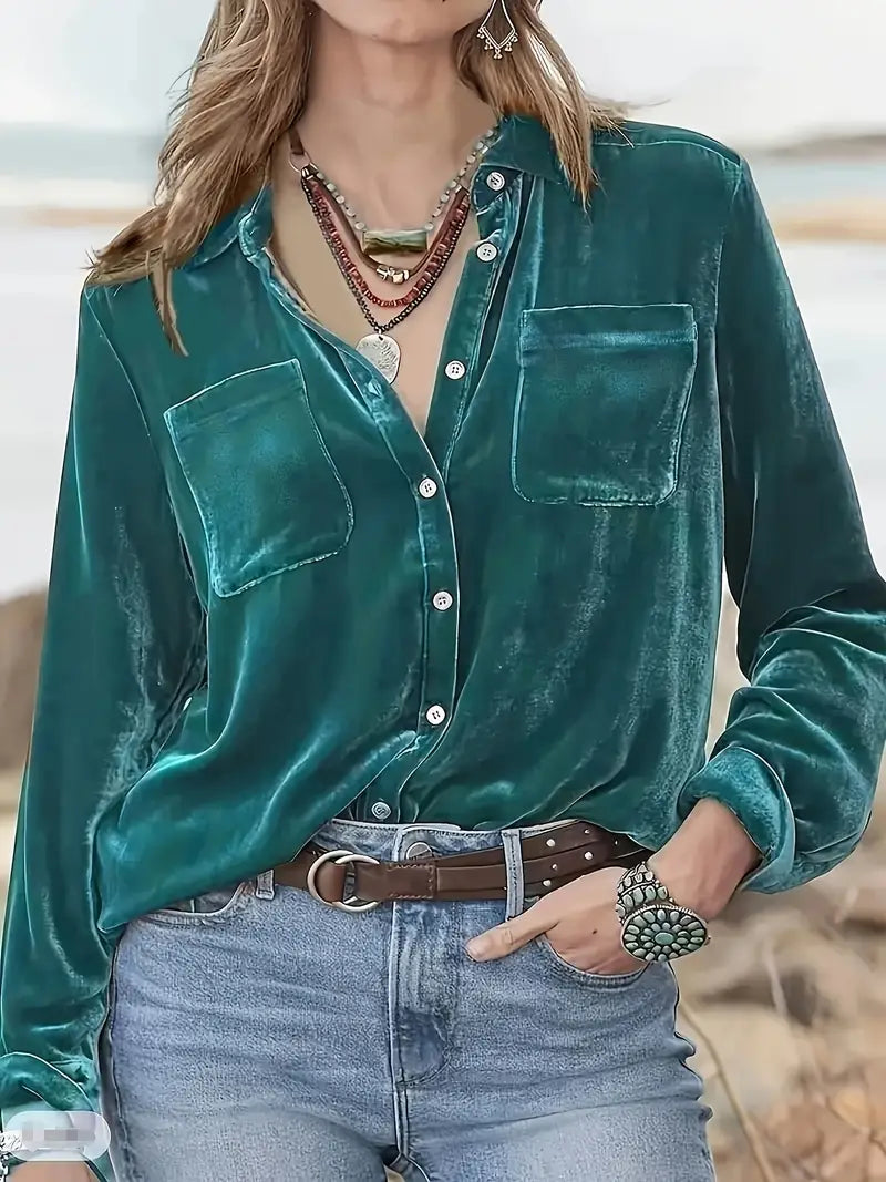 Geanie - Long Sleeve Shirt With Front Pockets