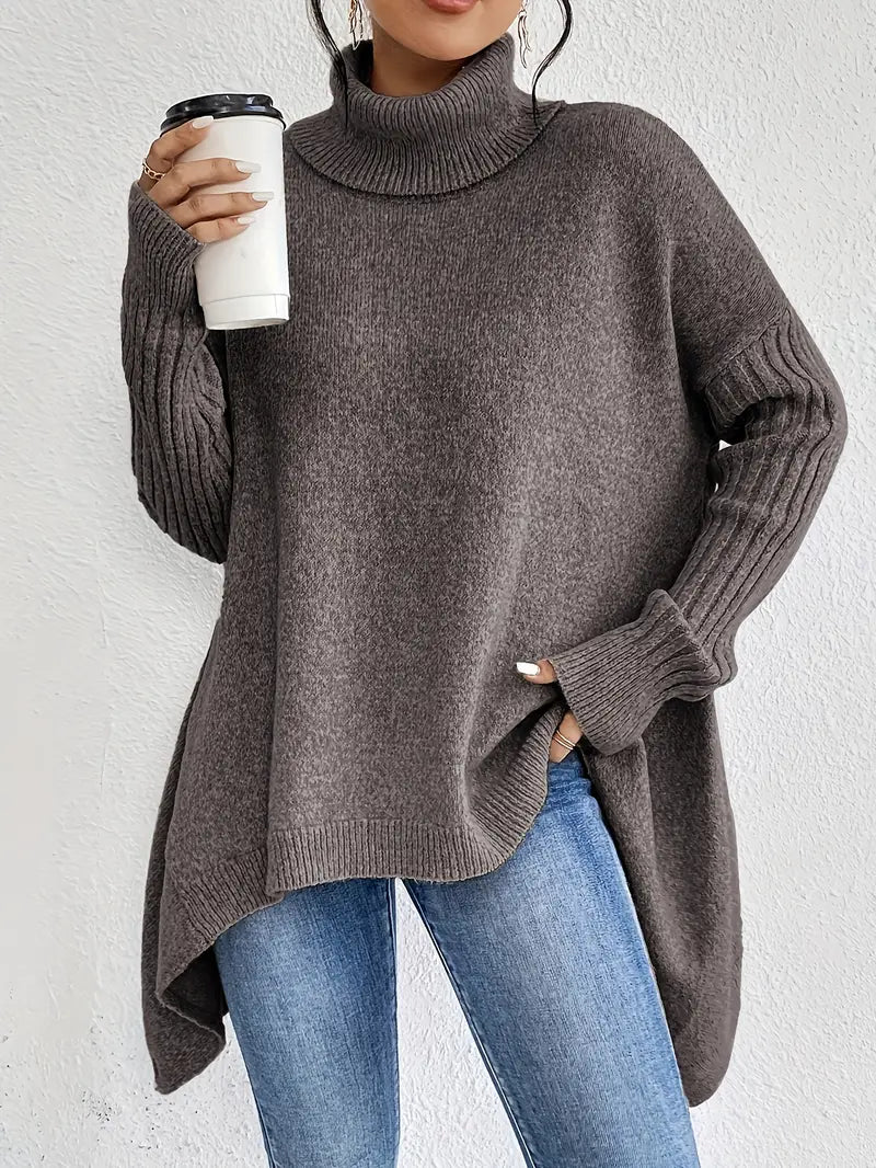Laora - Casual Long Sleeve High Neck Sweater