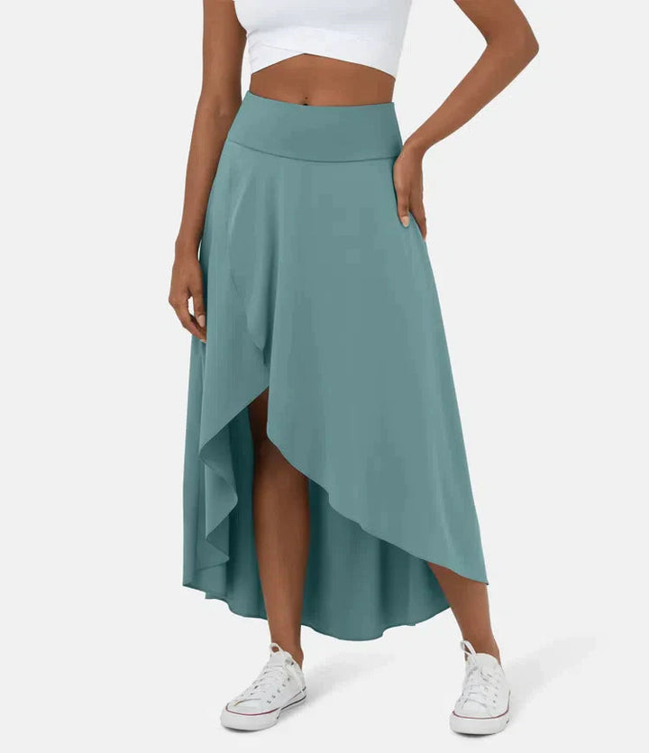 Keisha - Casual Midi Skirt With High Waist And Low Ruffle Skirt