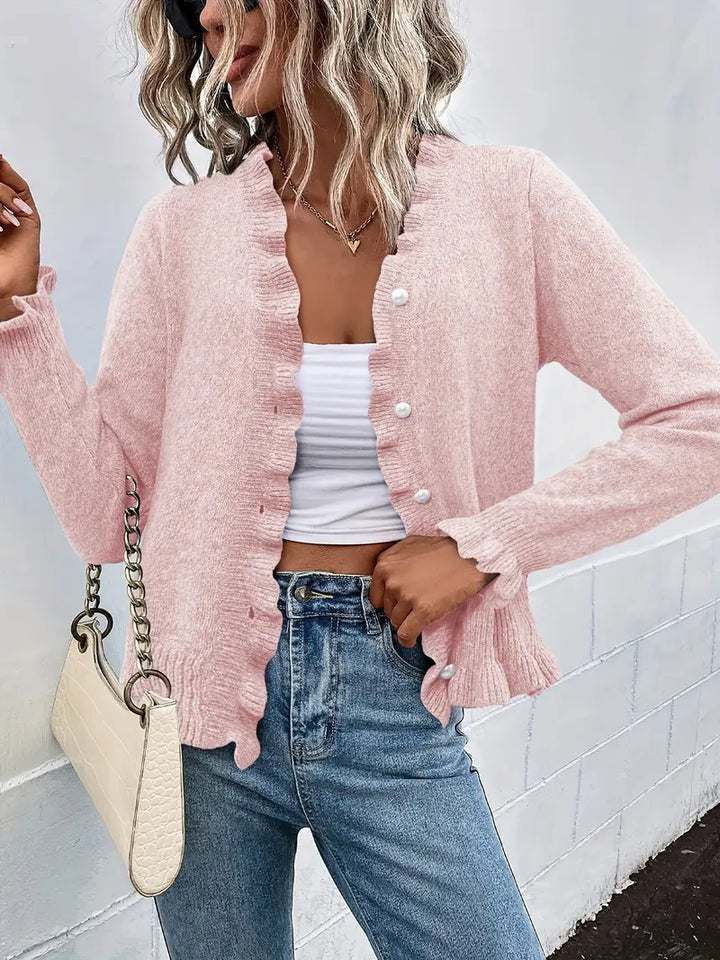 Hanifa - Elegant Knitted Cardigan With Button