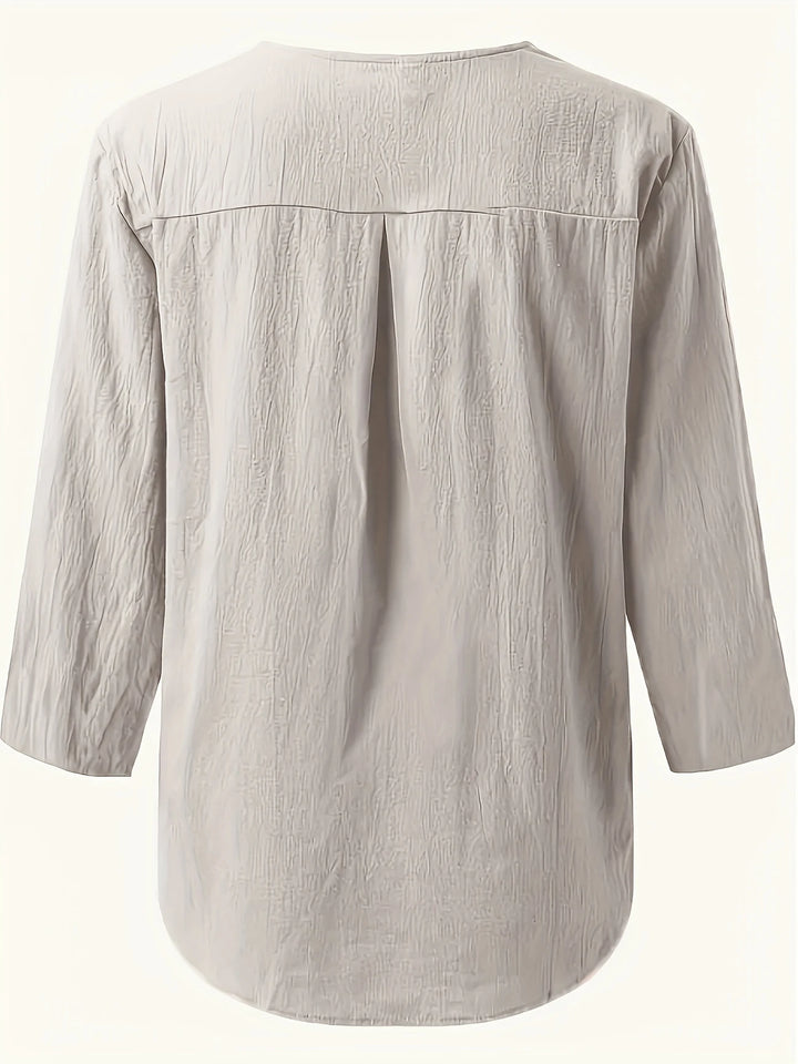 Mykaela - Casual Cotton And Linen Blouse