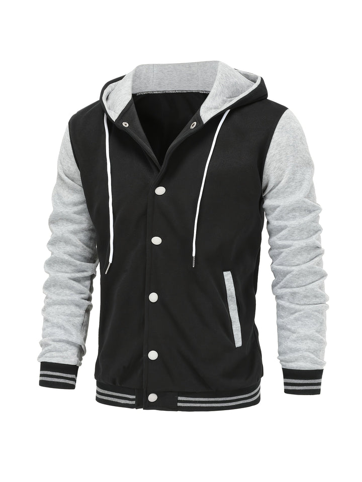 Askhat - Long Sleeve Hooded Baseball Jacket