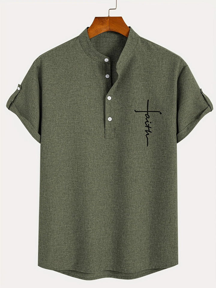 Elliott - Elegant Short Sleeve Shirt With Stand Collar