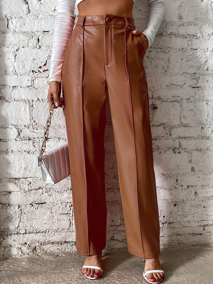 Francine - Casual Long Trousers With Decorative Stitching