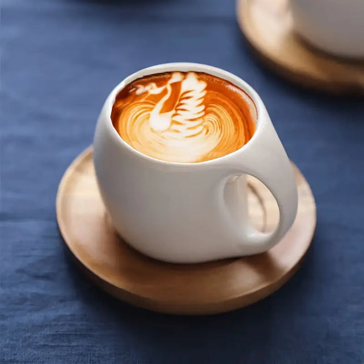 ClayHaven - Ceramic Coffee Mug With Wooden Saucer