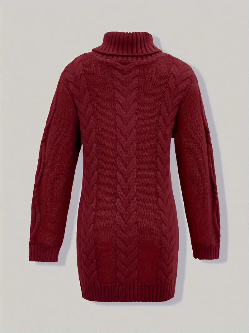 Narda - Chunky Cable Knitted Turtleneck Dress