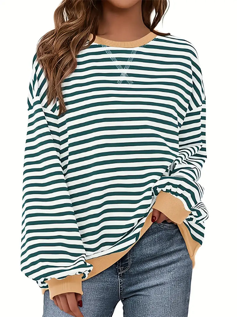 Nirina - Long Sleeve Striped Print Shirt