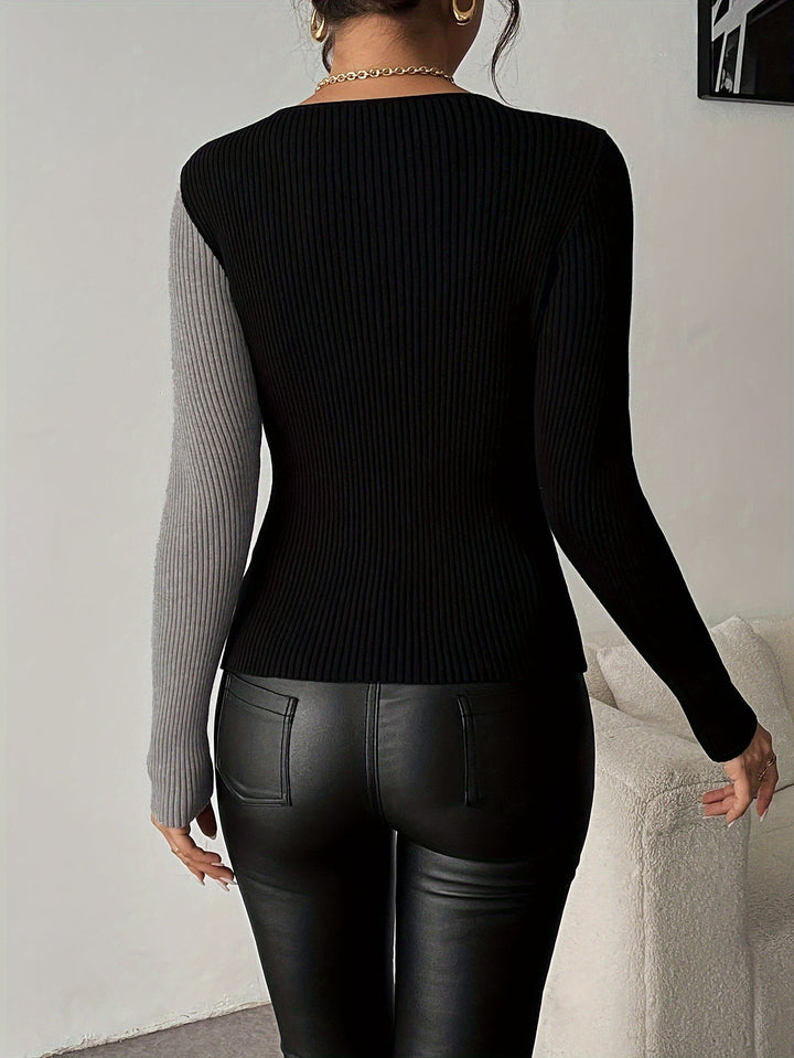 Rachel - V-Neck Knitted Blouse With Top