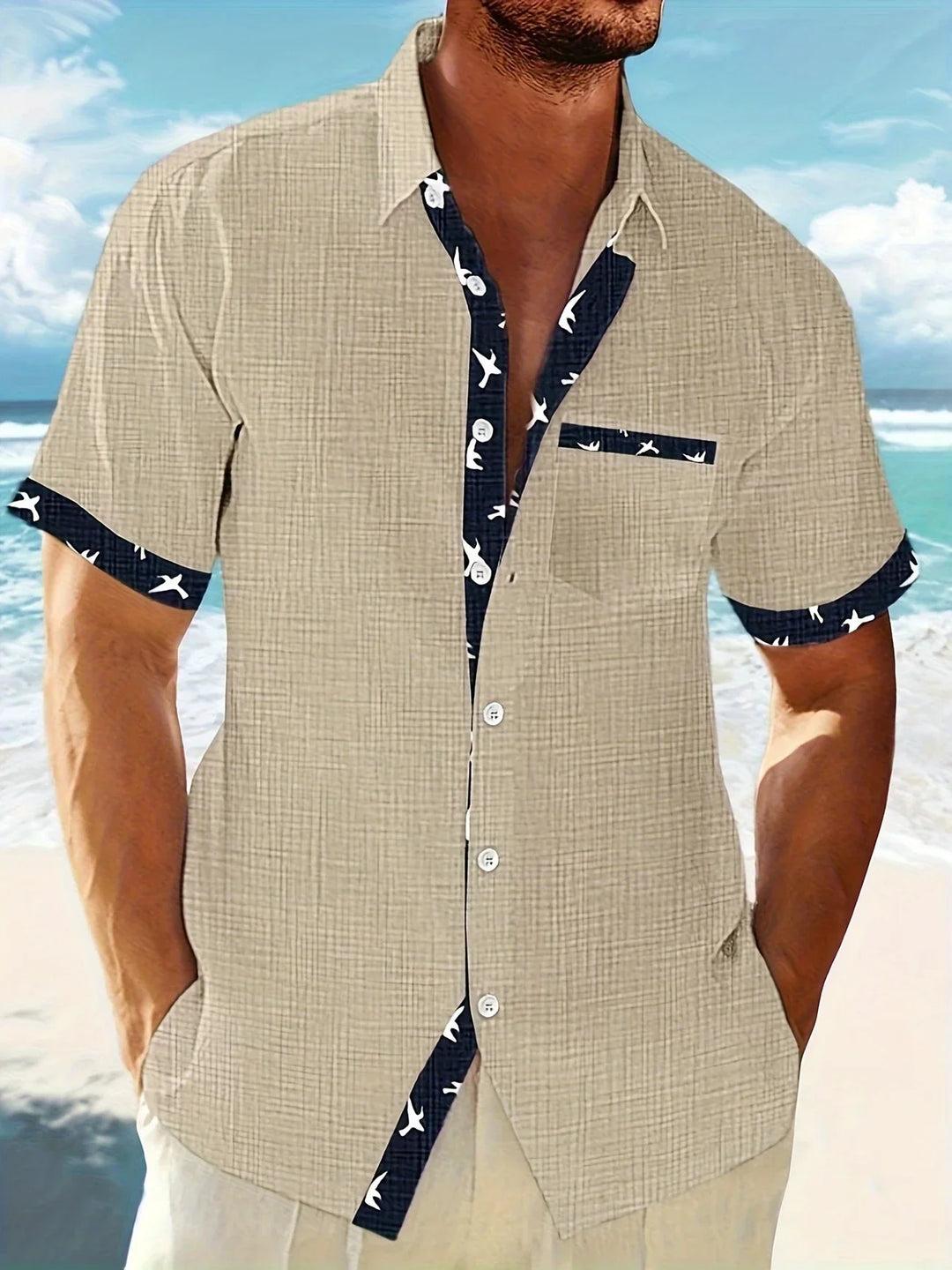 Trofim - Elegant Cute Bird Print Shirt