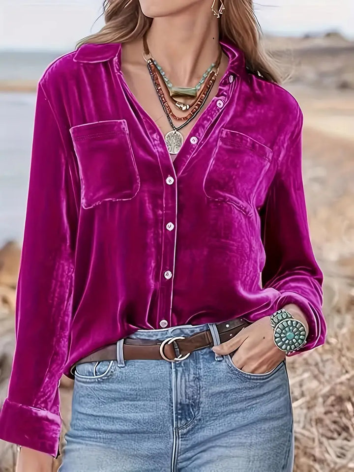 Geanie - Long Sleeve Shirt With Front Pockets