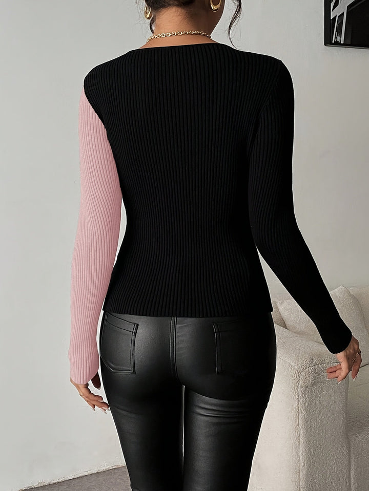 Rachel - V-Neck Knitted Blouse With Top