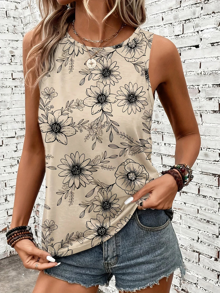 Lilou -  Casual Summer Top With Floral Print