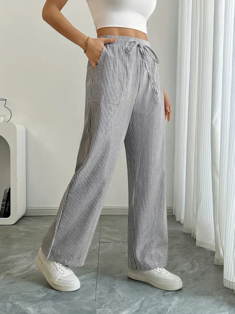 Alina - Elegant Striped Pant With Pockets