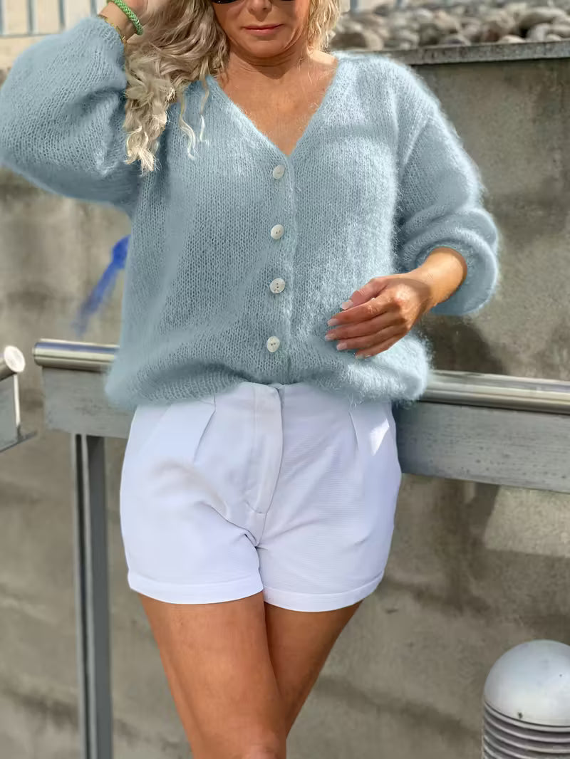 Hozanna - Long Sleeve Knitted Sweater With Button