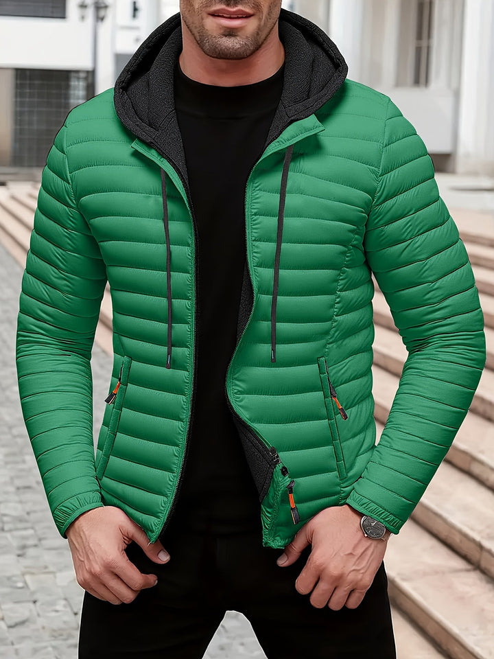 Dielmar - Quilted Hooded Jacket With Front Zipper