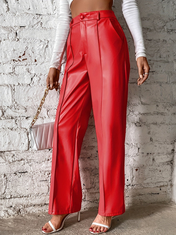 Francine - Casual Long Trousers With Decorative Stitching
