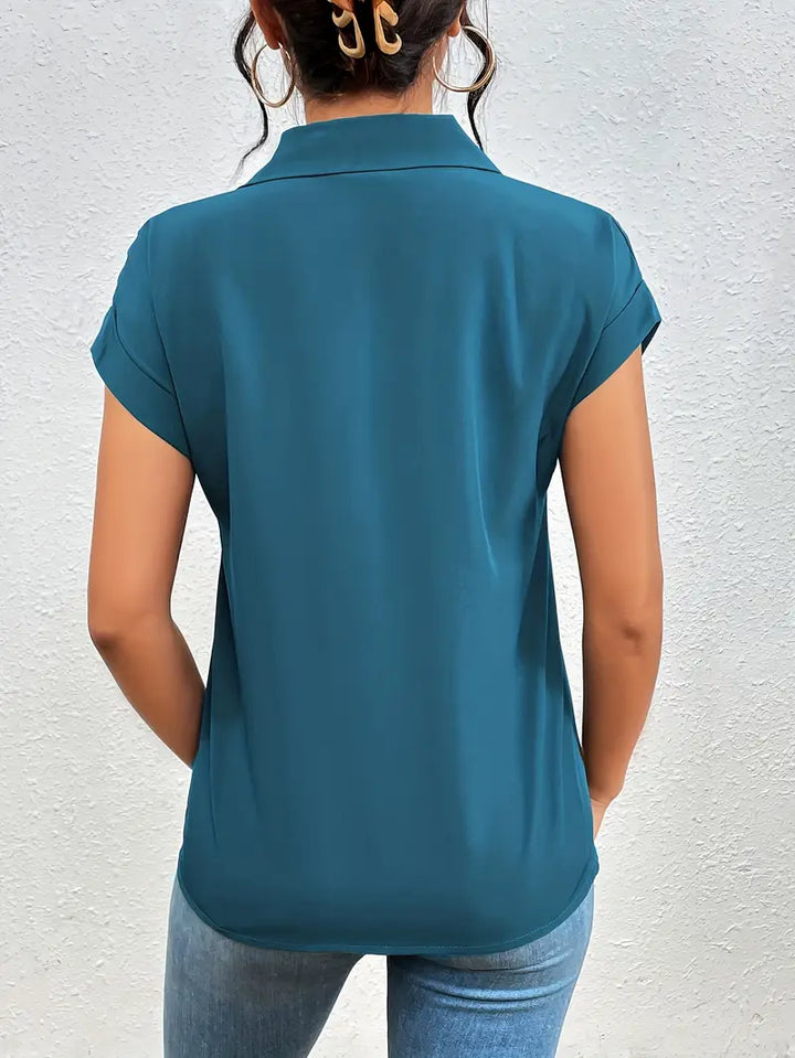 Alfano - Elegant Short Sleeve Blouse With Zipper