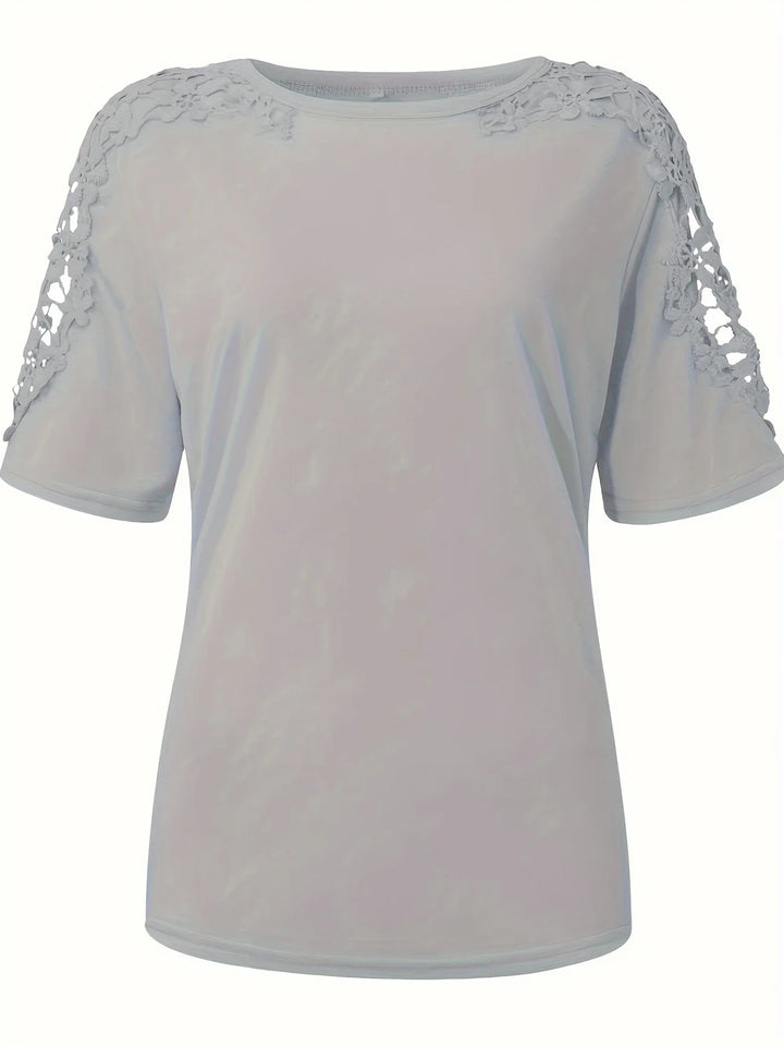 Ancuta - Elegant Summer Short Sleeve T Shirt With Lace
