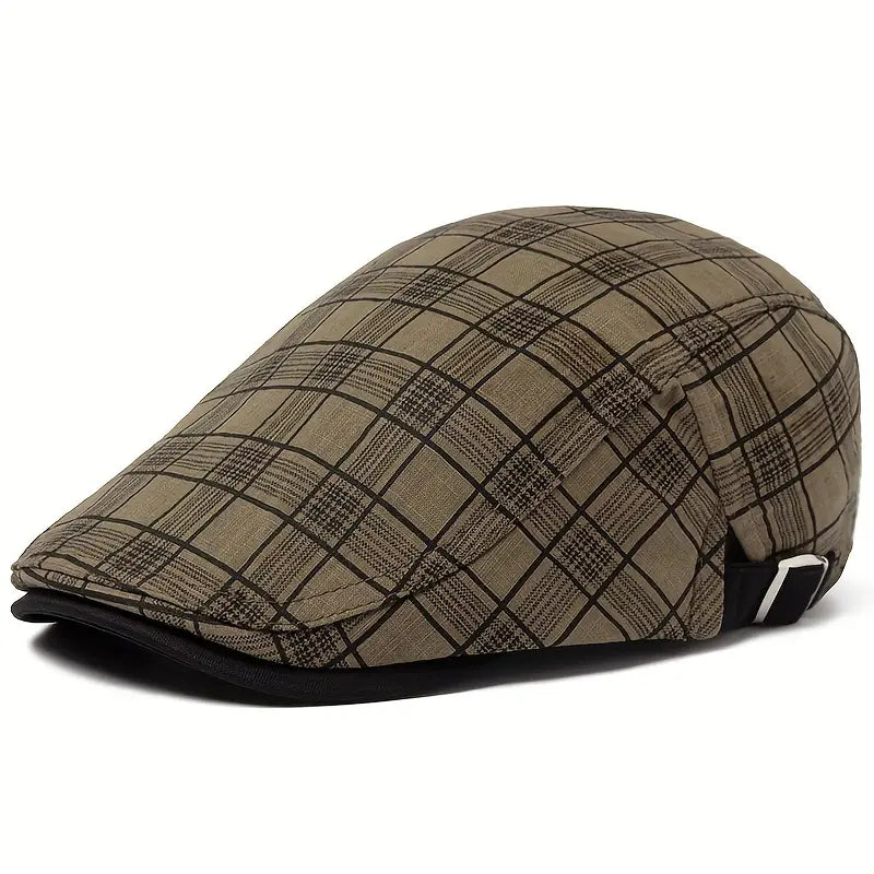 Zared - Adjustable Vintage Plaid Beret Cap