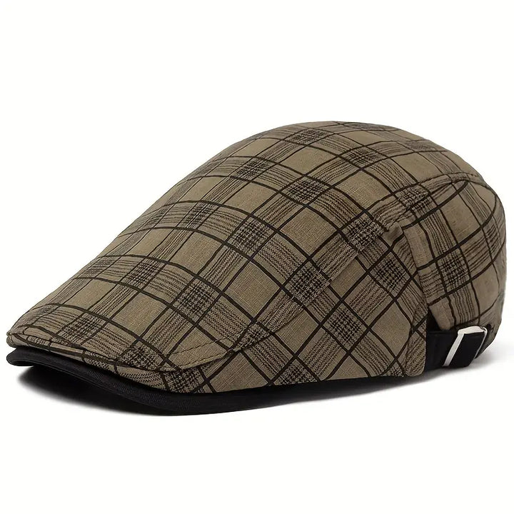 Zared - Adjustable Vintage Plaid Beret Cap