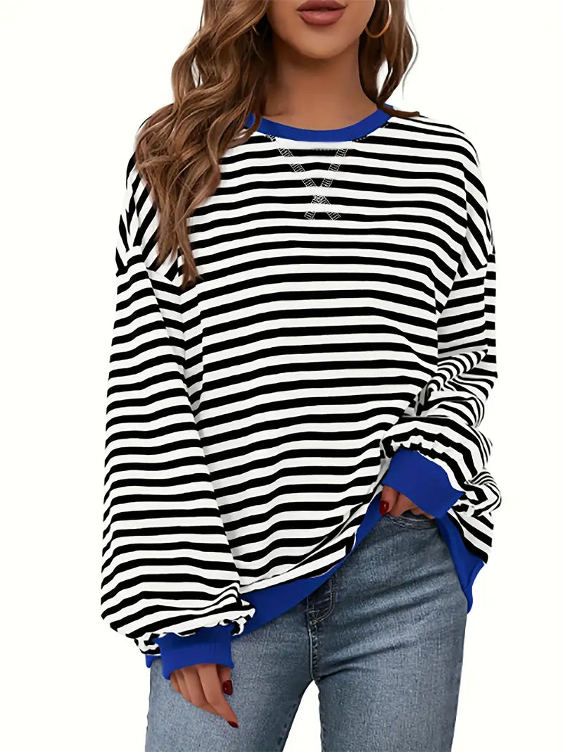Nirina - Long Sleeve Striped Print Shirt