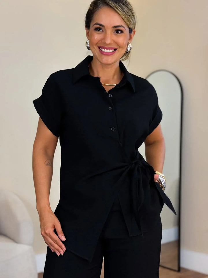 Lorie - Elegant Two Piece Chic Set With Tied Front