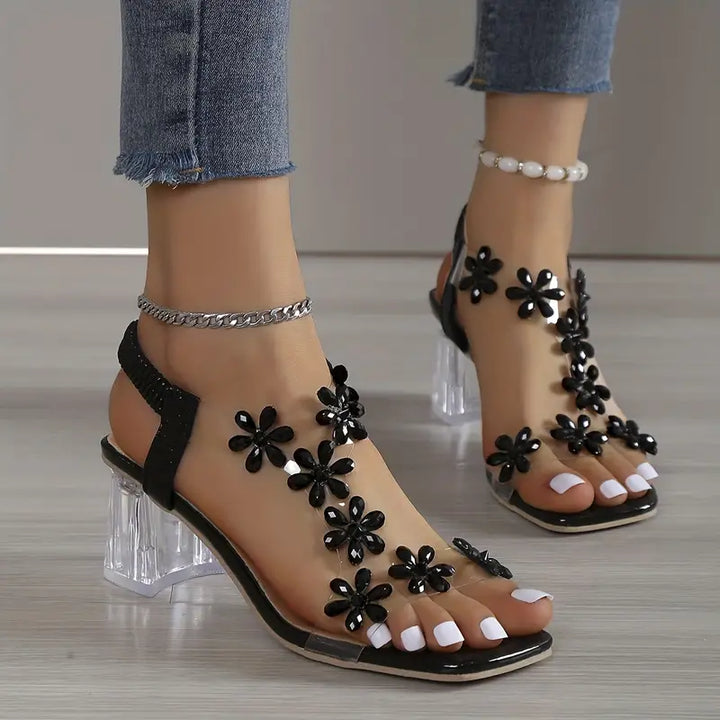 Graciela - High Heeled Sandals With Floral Crystals