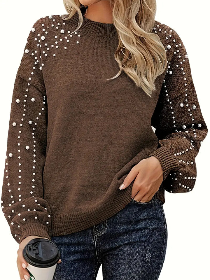 Quinlee - Long Sleeve Round Neck Knitted Sweater