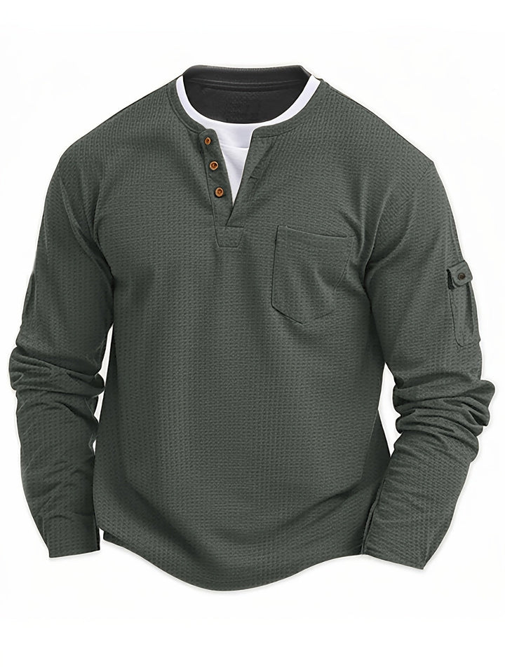 Wladimir - Long Sleeve Polo Shirt With Button And Pocket