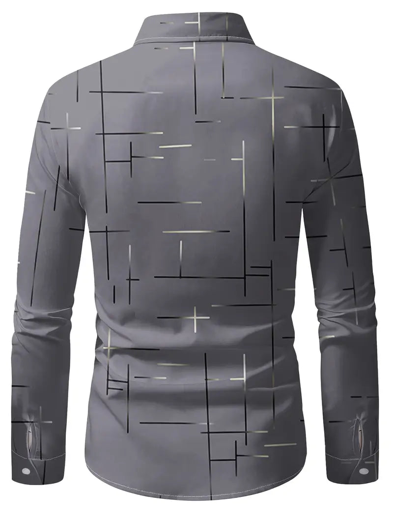 Nerio - Geometric Print Long Sleeve Shirt
